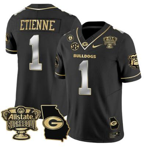 Trevor Etienne Jersey #1 Georgia Bulldogs 2025 Sugar Bowl Patch Vapor Black Gold