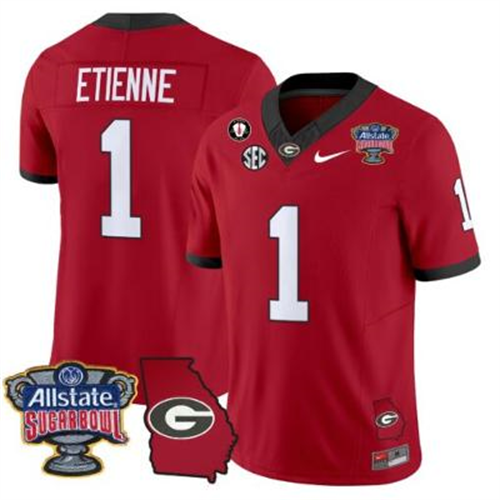 Trevor Etienne Jersey #1 Georgia Bulldogs 2025 Sugar Bowl Patch Vapor Red