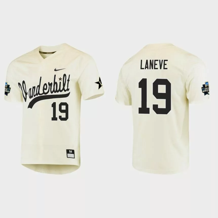 Troy LaNeve Vanderbilt Commodores College World Series Baseball Jersey – Cream