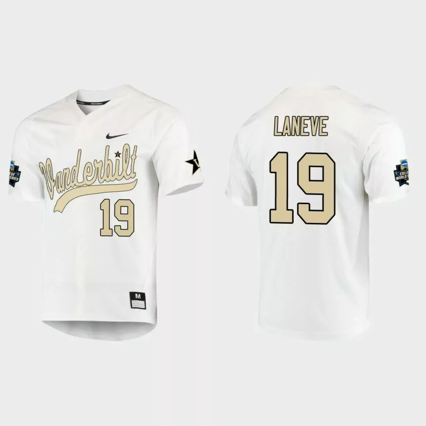 Troy LaNeve Vanderbilt Commodores College World Series Baseball Jersey – White