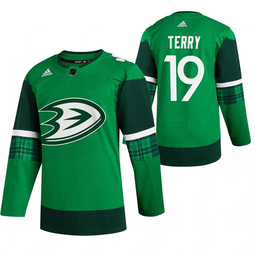 Troy Terry St. Patricks Day Ducks Green #19 Jersey