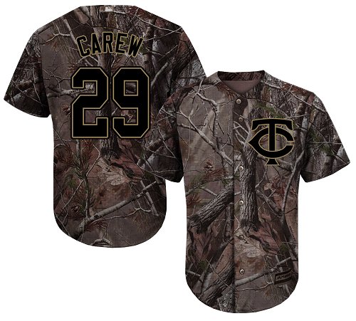 Twins #29 Rod Carew Camo Realtree Collection Cool Base Stitched Youth Baseball Jersey