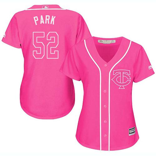 Twins #52 Byung-Ho Park Pink Fashion Women's Stitched MLB Jersey