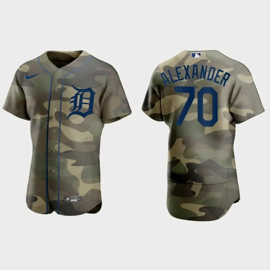 Tyler Alexander Detroit Tigers 2021 National Armed Forces Day Authentic Jersey – Camo