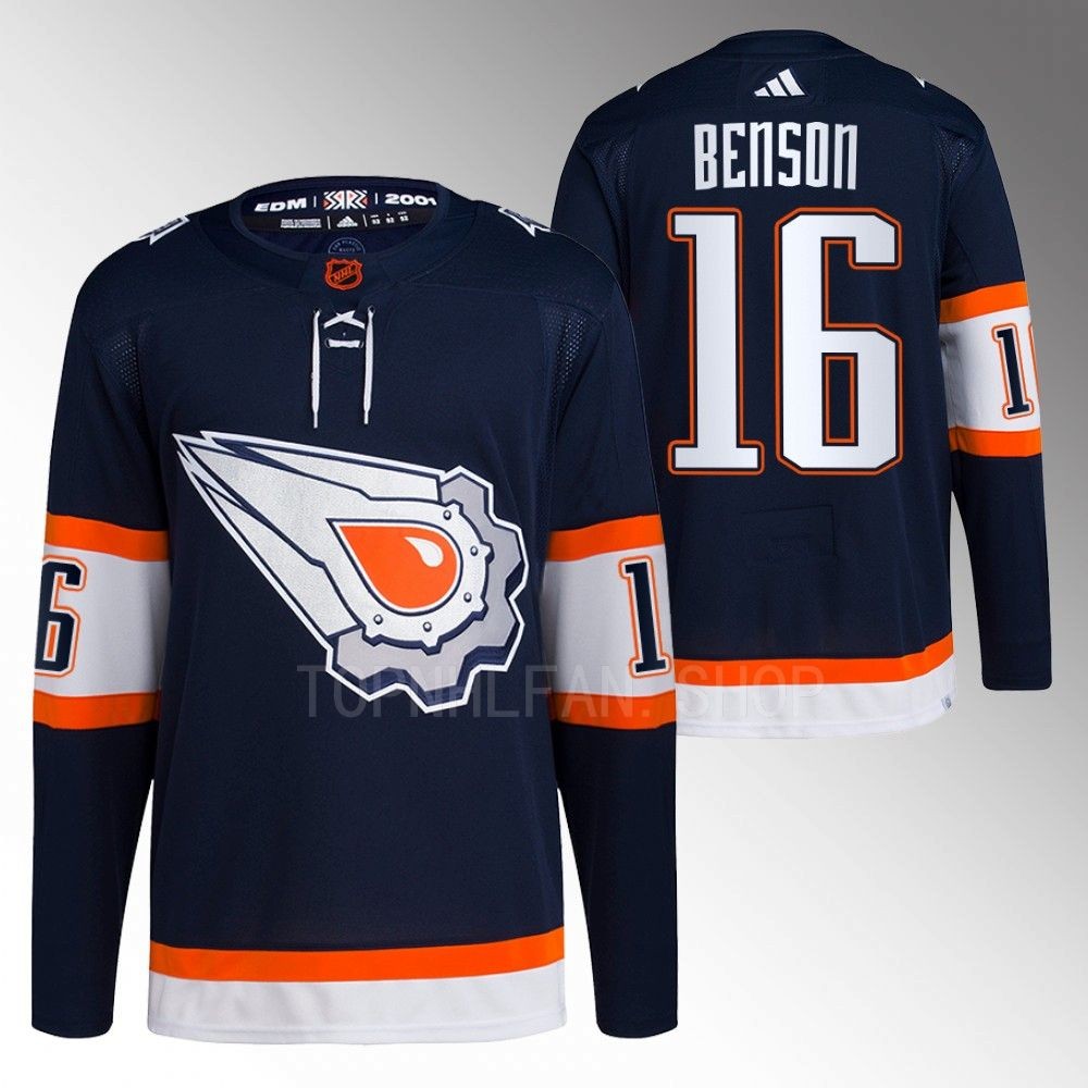 Tyler Benson 2022 Edmonton Oilers Navy Reverse Retro 2.0 Authentic Primegreen Jersey