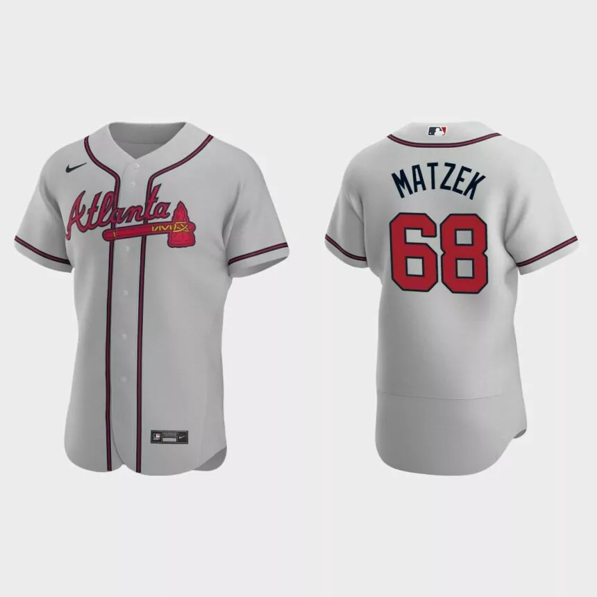 Tyler Matzek #68 Atlanta Braves Authentic Road Jersey – Gray