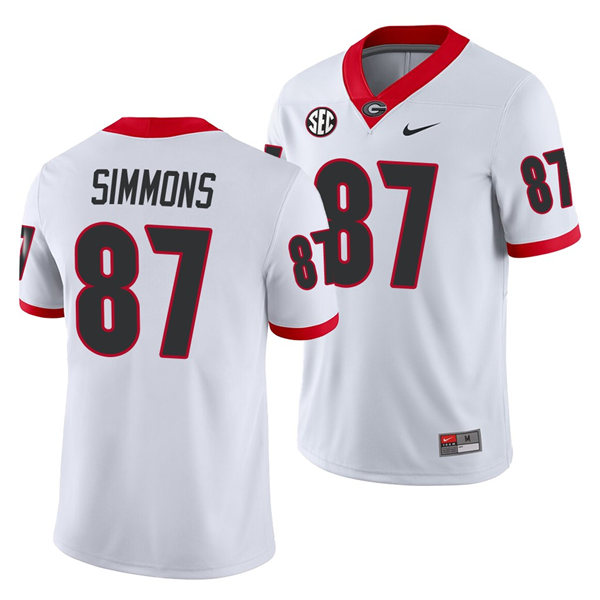 Tyler Simmons Georgia Bulldogs Men's Jersey - #87 NCAA White Limited Away