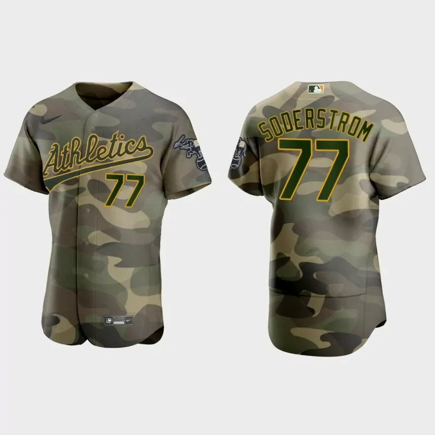 Tyler Soderstrom Oakland Athletics 2021 National Armed Forces Day Authentic Jersey – Camo