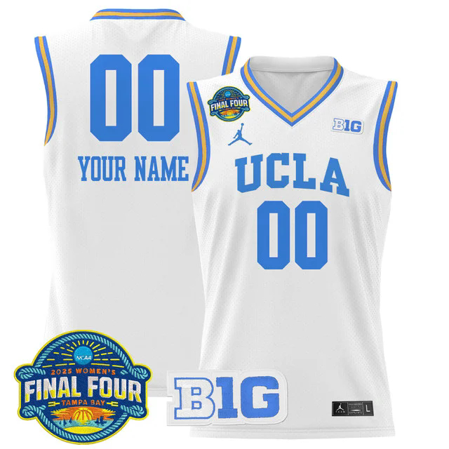 UCLA Bruins 2025 Big Ten Women's Final Four Patch Lightweight Basketball Custom Jersey WHITE.webp