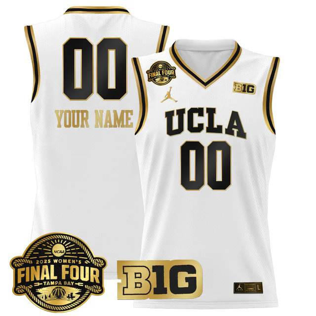 UCLA Bruins 2025 Big Ten Women's Final Four Patch Lightweight Basketball Custom Jersey WHITEGOLD.webp