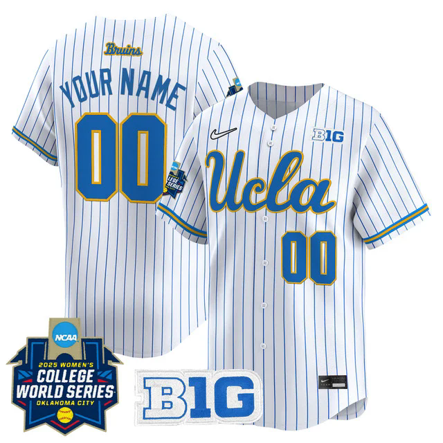 UCLA Bruins Softball 2025 World Series (WCWS) Vapor Premier Limited Custom Jersey PINSTRIPE.webp