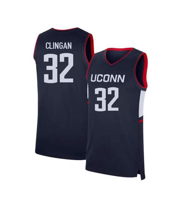 UConn Huskies #32 Donovan Clingan Navy College Basketball Game Jersey 