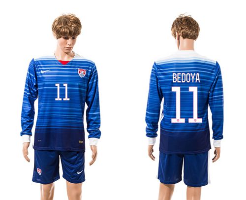 USA #11 Bedoya Away Long Sleeves Soccer Country Jersey
