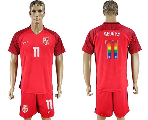 USA #11 Bedoya Red Rainbow Soccer Country Jersey