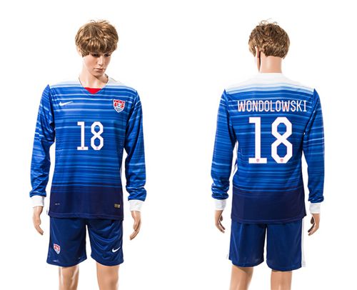 USA #18 Wondolowski Away Long Sleeves Soccer Country Jersey