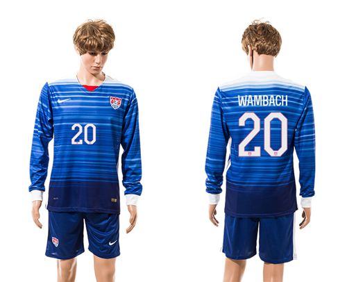 USA #20 Wambach Away Long Sleeves Soccer Country Jersey