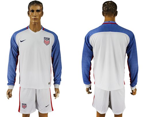 USA Blank Home Long Sleeves Soccer Country Jersey