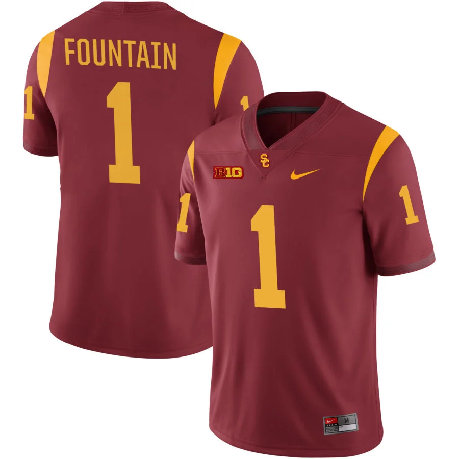 USC Trojans #1 Kameryn Fountain BIG Cardinal with Name College Football Game Jersey 