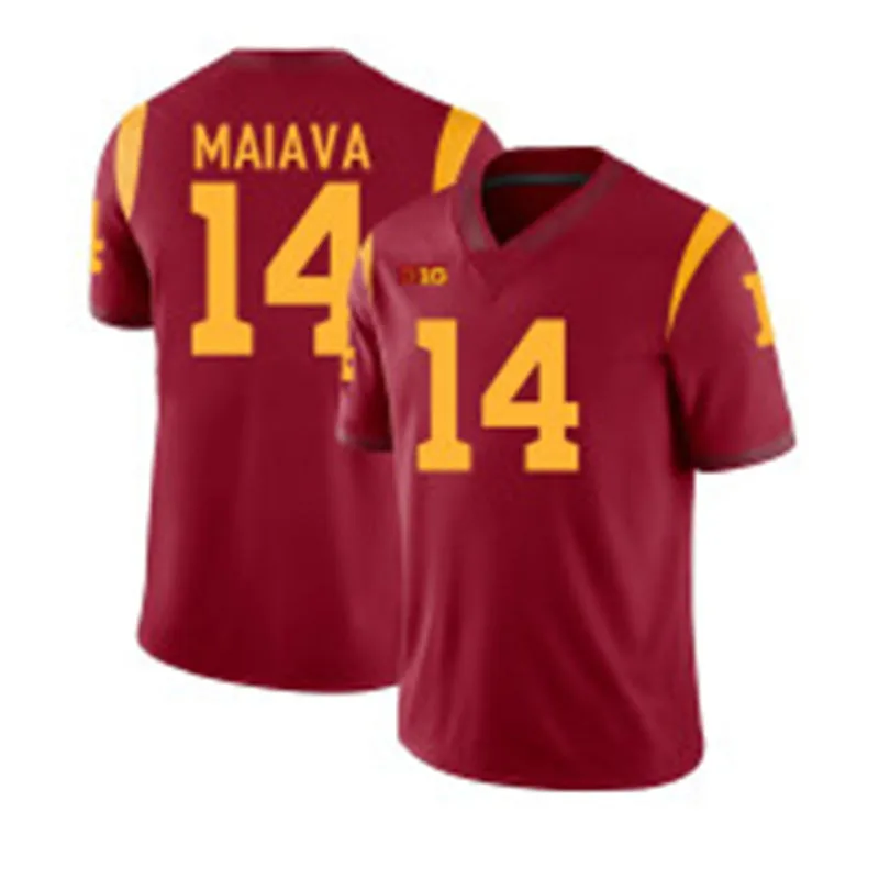 USC Trojans #14 Jayden Maiava BIG Cardinal with Name College Football Game Jersey 