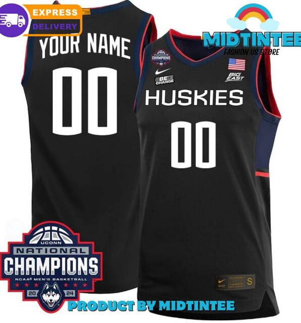 Uconn Huskies Basketball 2024 National Champions Black Basketball Jersey