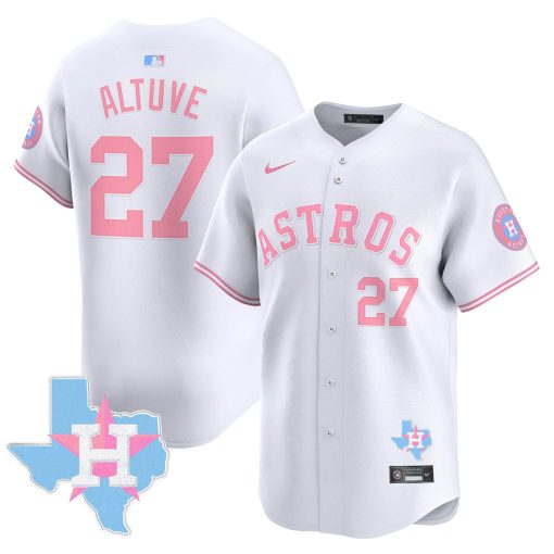 Unisex Astros Bubblegum Pink Vapor Premier Limited Jersey #27 ALTUVE