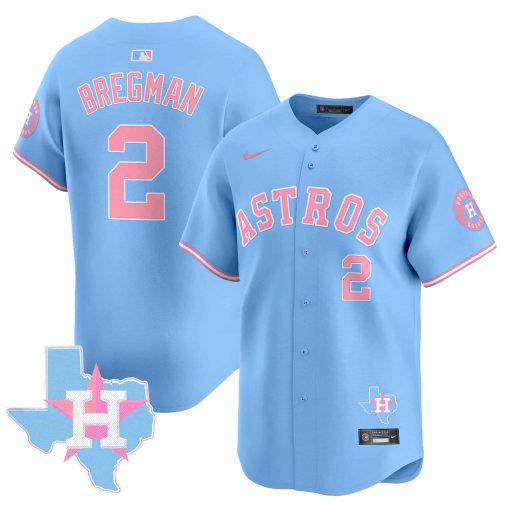 Unisex Astros Bubblegum Pink Vapor Premier Limited Jersey BLUE #2 BREGMAN