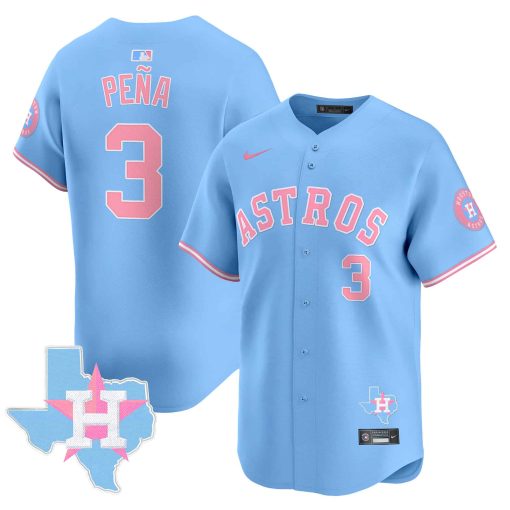 Unisex Astros Bubblegum Pink Vapor Premier Limited Jersey BLUE #3 PENA