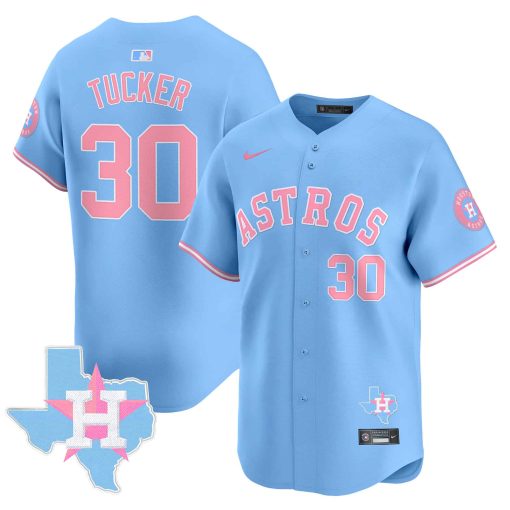 Unisex Astros Bubblegum Pink Vapor Premier Limited Jersey BLUE #30 TUCKER
