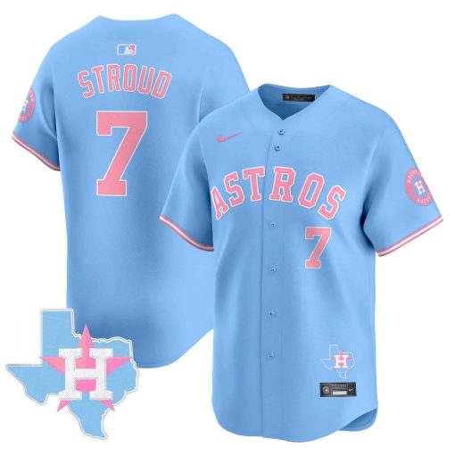 Unisex Astros Bubblegum Pink Vapor Premier Limited Jersey BLUE #7 STROUD