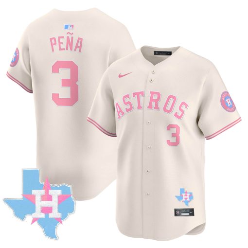 Unisex Astros Bubblegum Pink Vapor Premier Limited Jersey CREAM #3 PENA