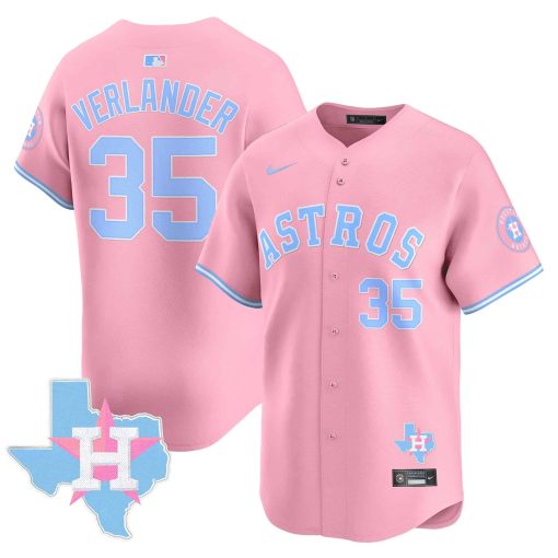 Unisex Astros Bubblegum Pink Vapor Premier Limited Jersey PINK #35 VERLANDER
