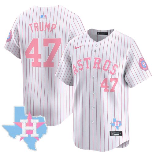 Unisex Astros Bubblegum Pink Vapor Premier Limited Jersey PINSTRIPE #47 TRUMP