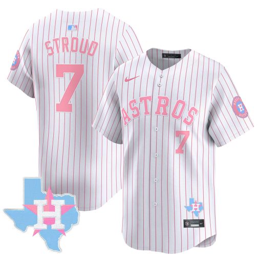 Unisex Astros Bubblegum Pink Vapor Premier Limited Jersey PINSTRIPE #7 STROUD