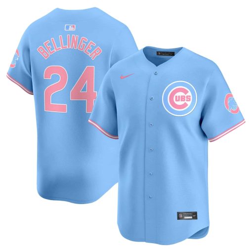Unisex Chicago Cubs Bubblegum BLUE Vapor Premier Limited Jersey #24 BELLINGER