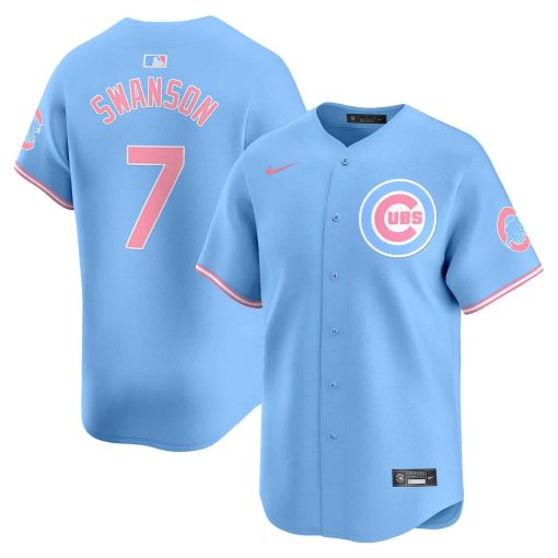 Unisex Chicago Cubs Bubblegum BLUE Vapor Premier Limited Jersey #7 SWANSON