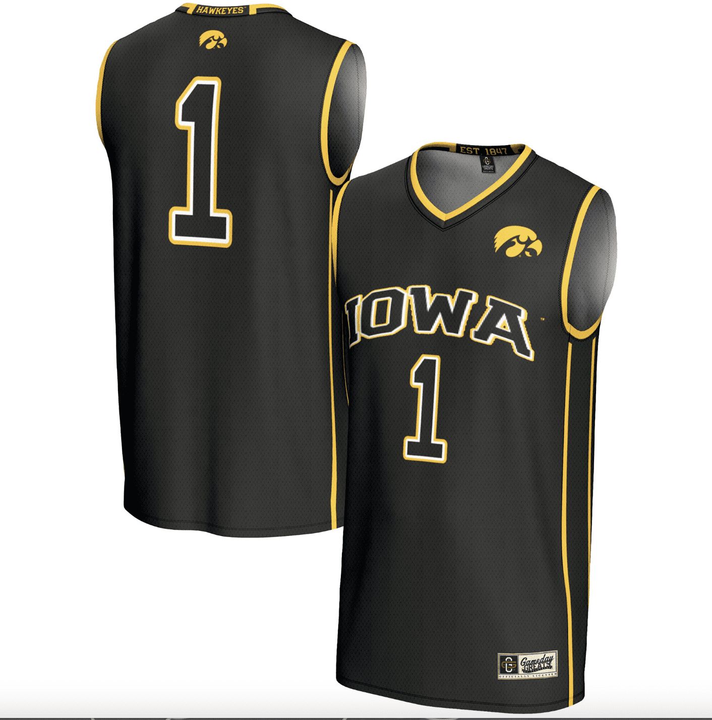 Unisex GameDay Greats #1 Black Iowa Hawkeyes Lightweight Basketball Jersey 