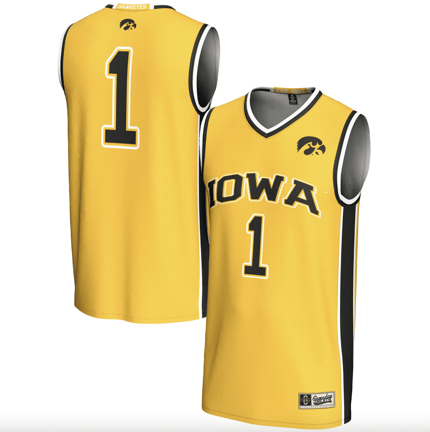 Unisex GameDay Greats #1 Gold Iowa Hawkeyes Lightweight Basketball Jersey