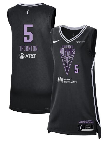 Unisex Nike Kayla Thornton Black Golden State Valkyries Explorer Edition Victory Badge Player Jersey