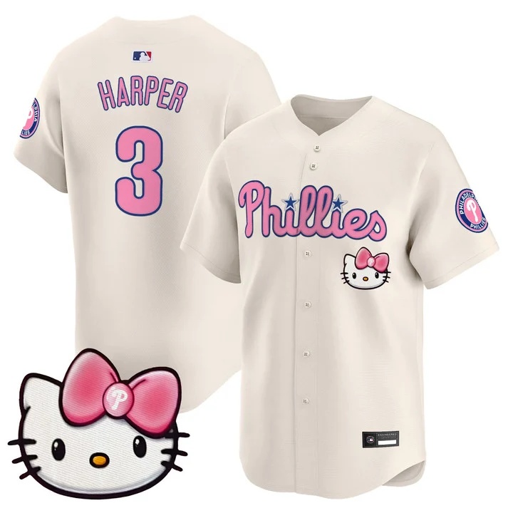 Unisex Philadelphia Phillies Hello Kitty Vapor Premier Limited Jersey cream #3 Bryce Harper
