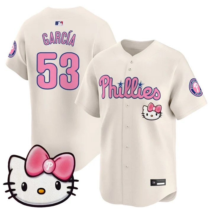Unisex Philadelphia Phillies Hello Kitty Vapor Premier Limited Jersey cream #53 Adolis Garcia
