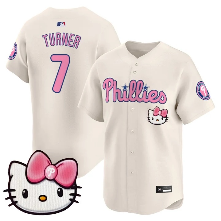 Unisex Philadelphia Phillies Hello Kitty Vapor Premier Limited Jersey cream #7 Trea Turner