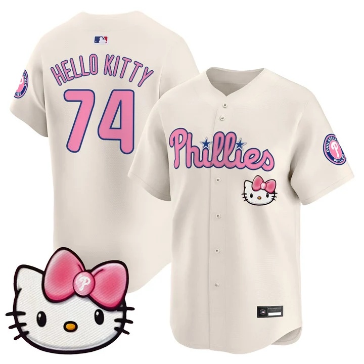 Unisex Philadelphia Phillies Hello Kitty Vapor Premier Limited Jersey cream #74 Hello Kitty