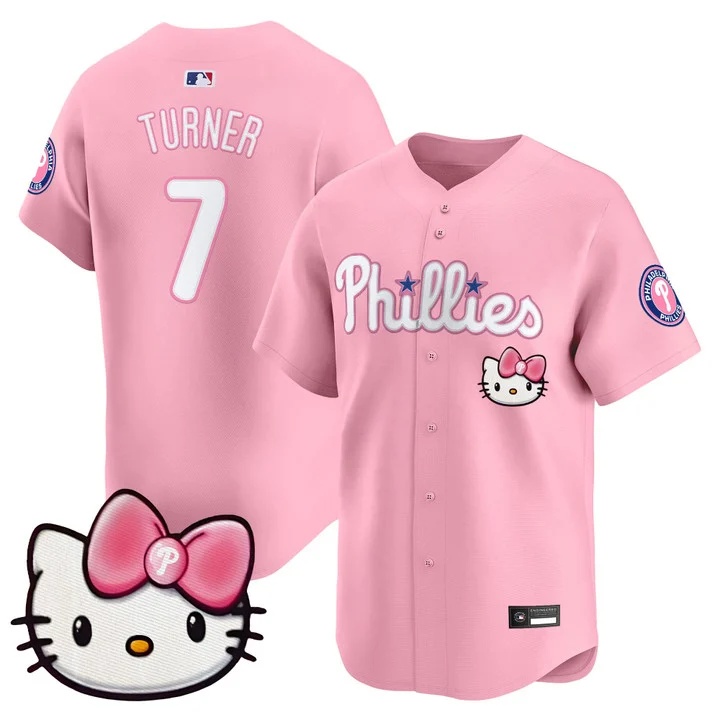 Unisex Philadelphia Phillies Hello Kitty Vapor Premier Limited Jersey pink #7 Trea Turner