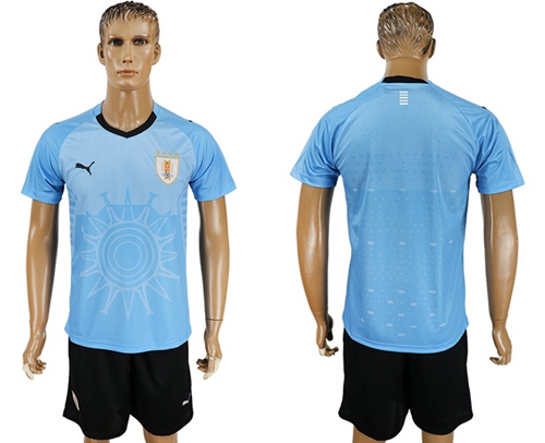 Uruguay Blank Home Soccer Country Jersey