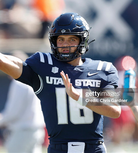 Utah State Aggies #16 Bryson Barnes Navy College Football Jersey 