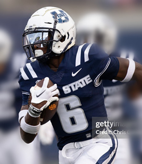 Utah State Aggies #6 Ike Larsen Navy College Football Jersey 