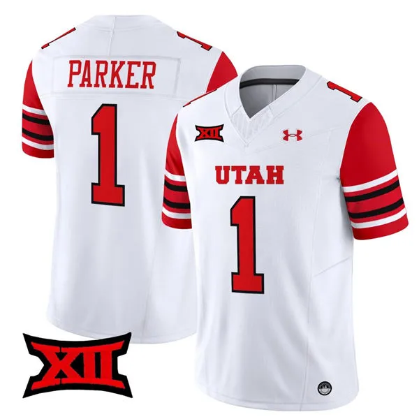 Utah Utes #1 Wayshawn Parker 2025 XII White College Football Game Jersey 