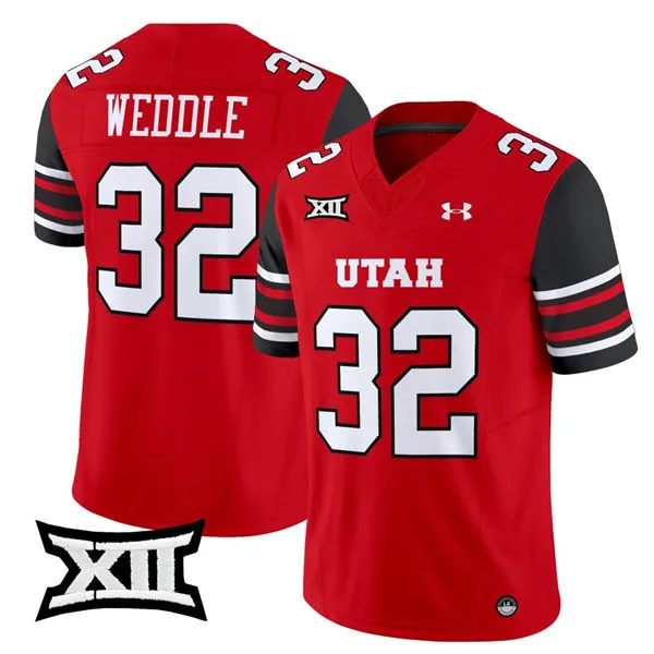 Utah Utes #32 Eric Weddle 2025 XII Red College Football Game Jersey 