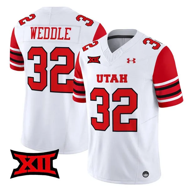 Utah Utes #32 Eric Weddle 2025 XII White College Football Game Jersey 