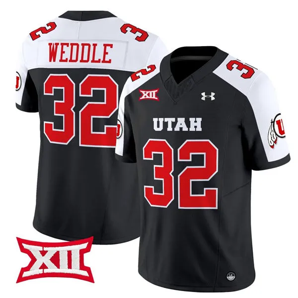 Utah Utes #32 Eric Weddle Black White Gratitude Limited Football Jersey 